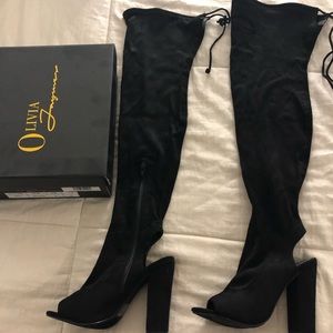 Size 6 Black Suede Thigh-High Boots (Never Worn)